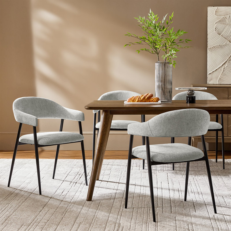 Remedios Modern Dinning Chair With Metal Legs, Gray, 4
