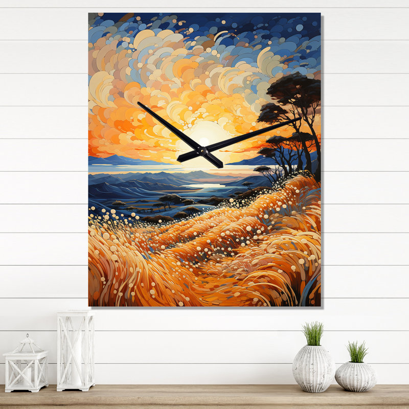 Horloge murale de plage surdimensionnée Sill Pointillism III, H 40 po x l 30 po x P 1 po