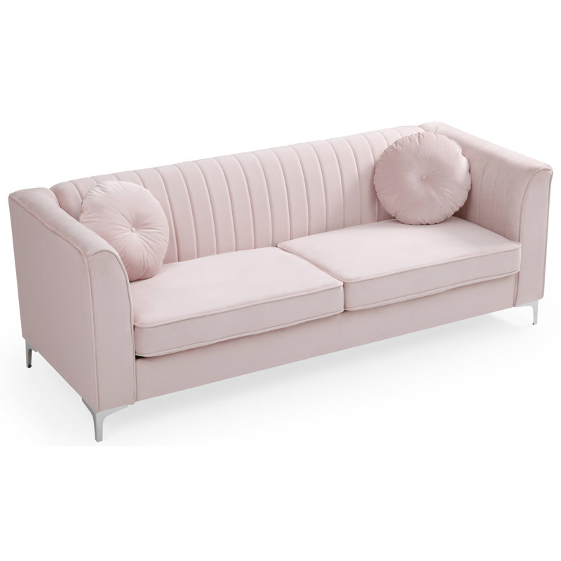 Bailey 87'' Velvet Sofa, Pink