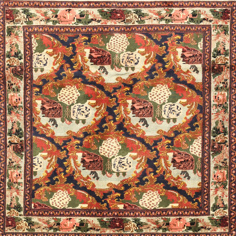 Tapis beige Southwestern, Carré 6 pi