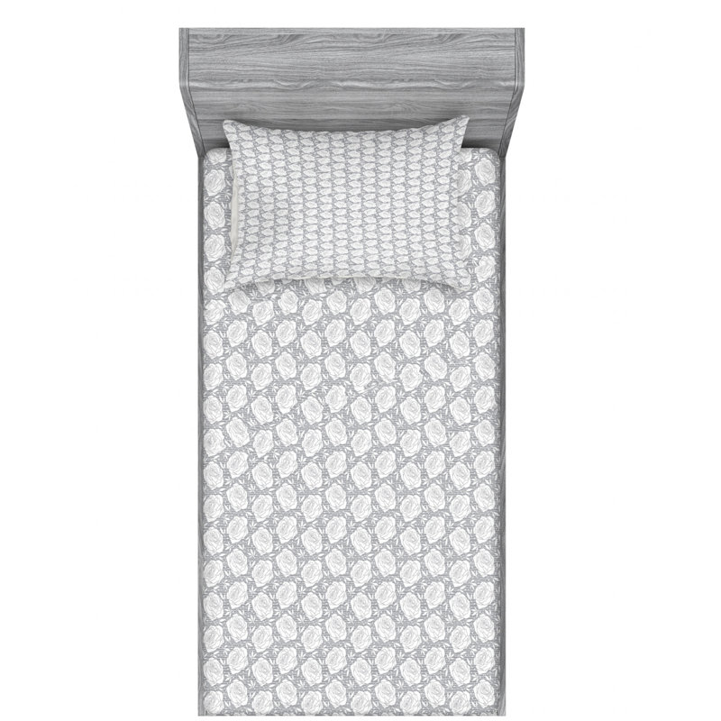Microfiber Floral Sheet Set, Twin Sheet Set with Fitted Sheet