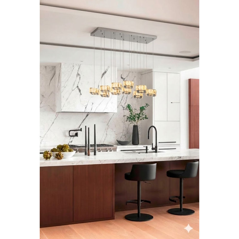 Modern 10 Light LED Chrome Crystal Chandelier, 8W