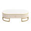 Table basse moderne ovale avec tiroirs, conception à profil incurvé, décor en métal doré, table centrale pour le salon