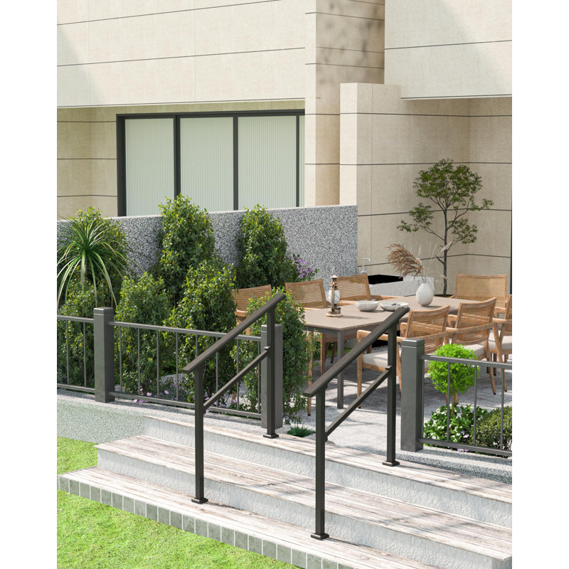 Rampe d'extérieur, rampe d'escalier de 2 à 6 marches, rampes d'escalier de terrasse avec hauteur réglable, rampes de rampe d'extérieur - trousse d'installation de bricolage
