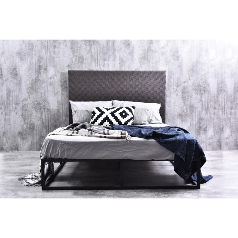 Hemel Upholstered Faux Leather Open-Frame Bed