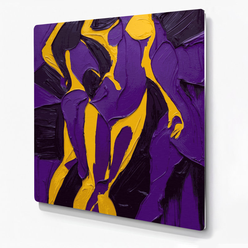 Abstrait art figuratif 69, métal mauve, H 8 po x l 8 po