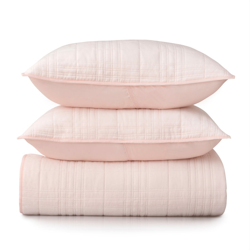 144 TC, Courtepointe très grand + 2 très grandes taies d, Rosé