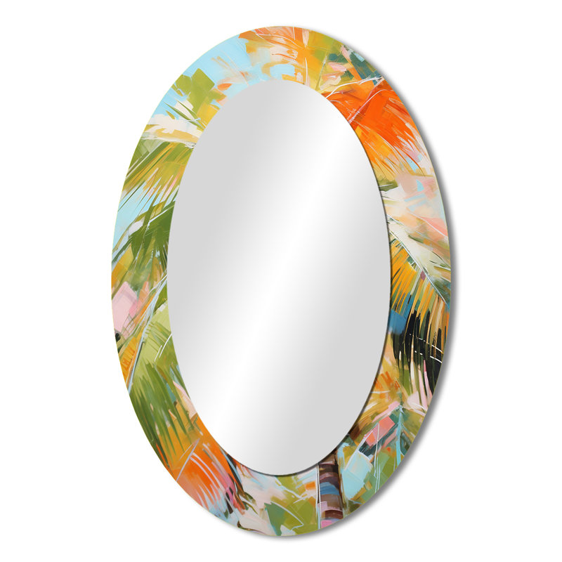 Palm Trees Palm VII - Multi-Color Oval Wall Mirror Decor, 36" x 24"