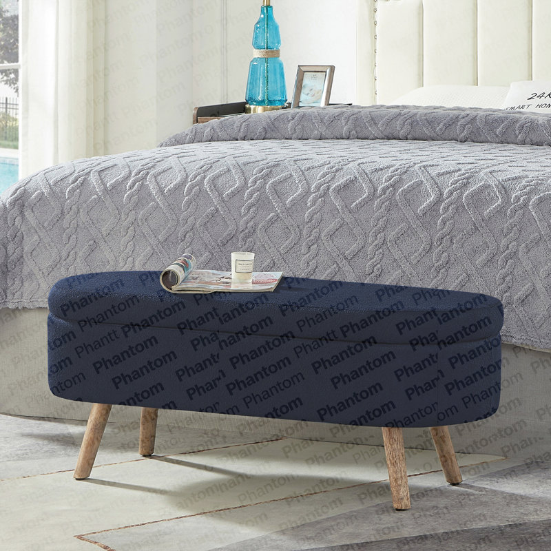 Banc de rangement avec repose-pieds ovale Luxury, Marine