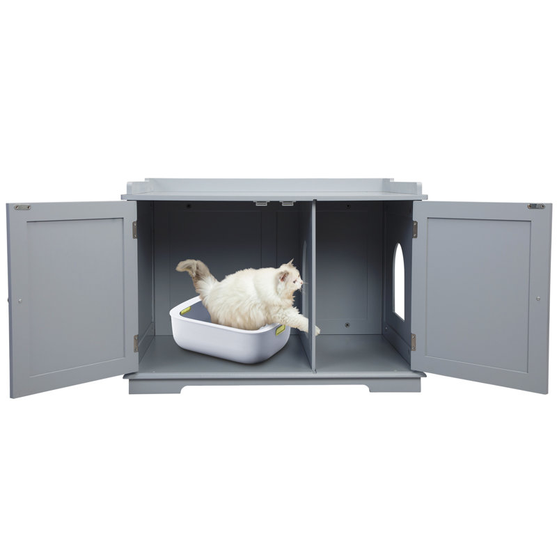 Porte-revues blanc en MDF pour chat, gris