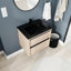 Meuble-lavabo moderne avec lavabo en céramique noire, 2 tiroirs à fermeture en douceur avec lavabo, options robustes