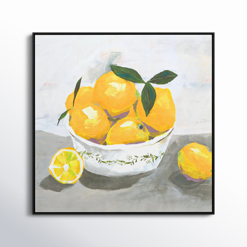 Lemons by Isabelle Z, Black Framed Canvas, 46.5" H x 46.5" W x 2" D