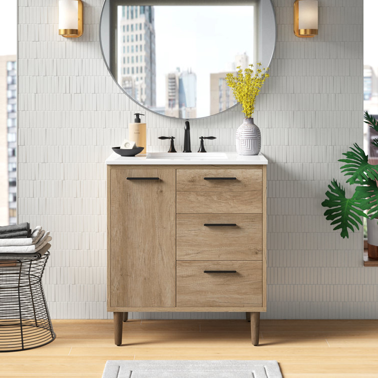 Burnam 30'' Single Bathroom Vanity with Engineered Marble Top