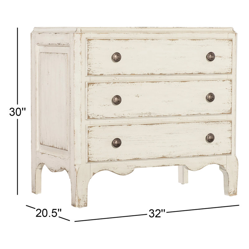 Americana Three-Drawer Nightstand, Cream/Beige
