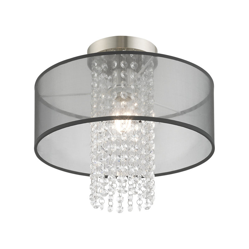 Plafonnier semi-encastré 1 lumière Haney, H 12 po x l 13 po x p 13 po, Noir translucide