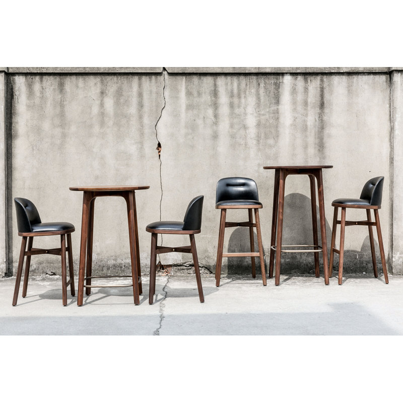 Bund Upholstered Stool with Solid Wood Frame
