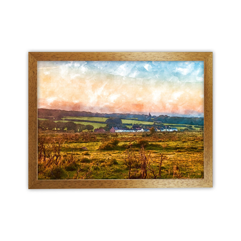 Looking Over Dartmoor Landscape - Print, Brown Framed, 64cm H x 88cm W x 3cm D