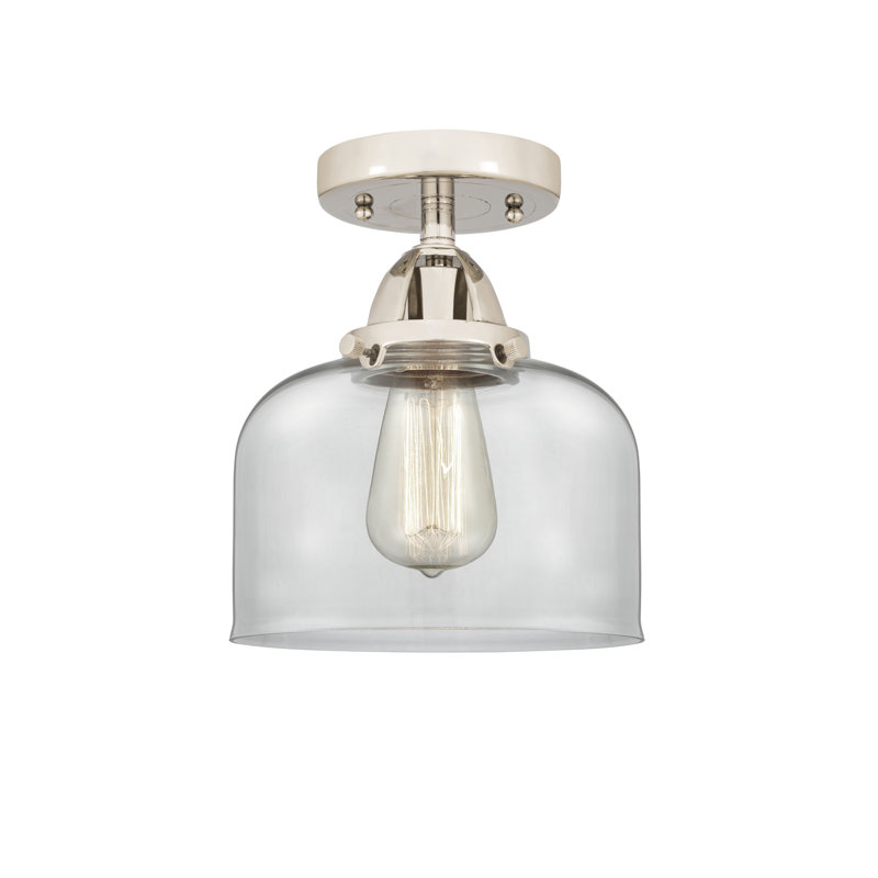 Plafonnier semi-encastré en verre, Transparent, H 9,25 po x l 8 po x P 8 po, Nickel poli