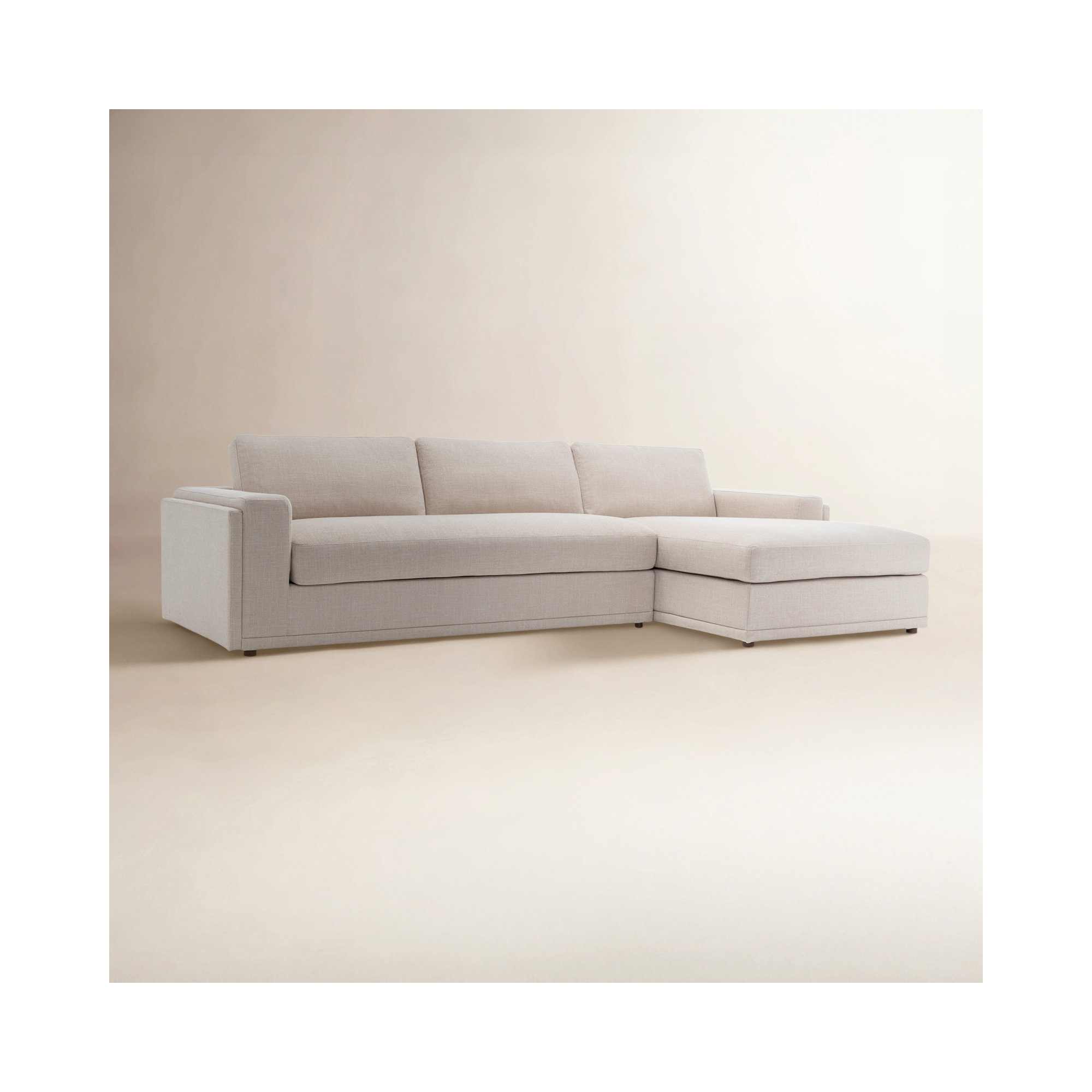 Essex 2-Piece 118" Upholstered Sectional, Beige Cotton Blend, Right Hand Facing