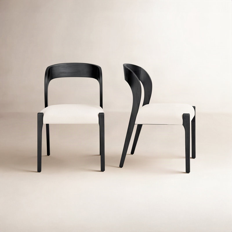 Hamish 32.5" H Solid Oak Side Chair, Black