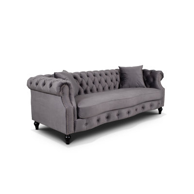 Mitchellville 3 Seater Velvet Scroll Arms Sofa