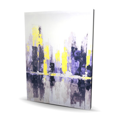 Paysage urbain abstrait et flou - Toile jaune contemporaine