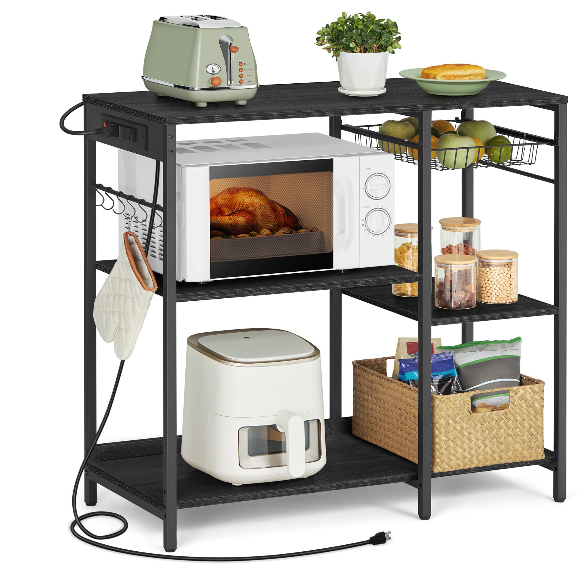 Latitude Run® Baker's Rack, Coffee Bar Stand With Charging Station ...