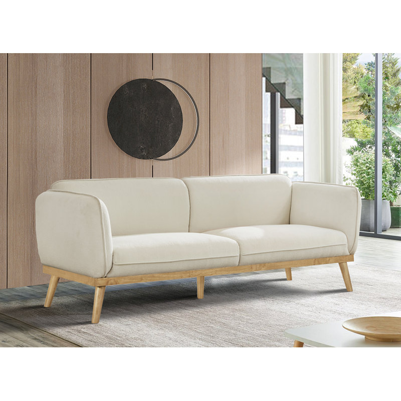 Canapé à accoudoirs carrés 82 po Nolita, Tissu crème bouclé