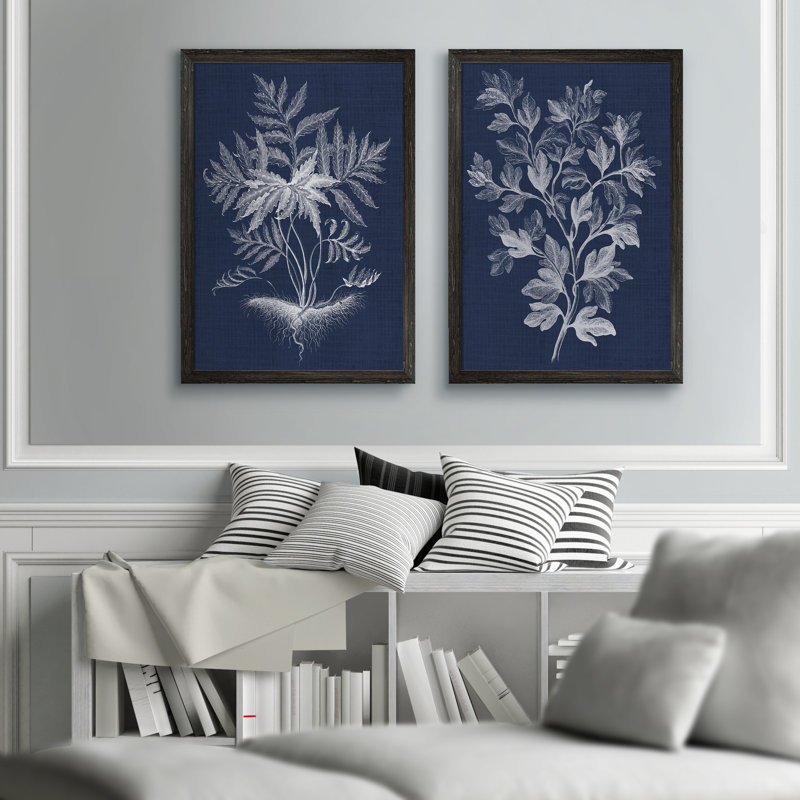 «Lustr Foliage Chintz I» par Vincent Van Gogh - ensemble de 2 reproductions d'art, H 20 po x l 16 po, Toile encadrée, Ébène