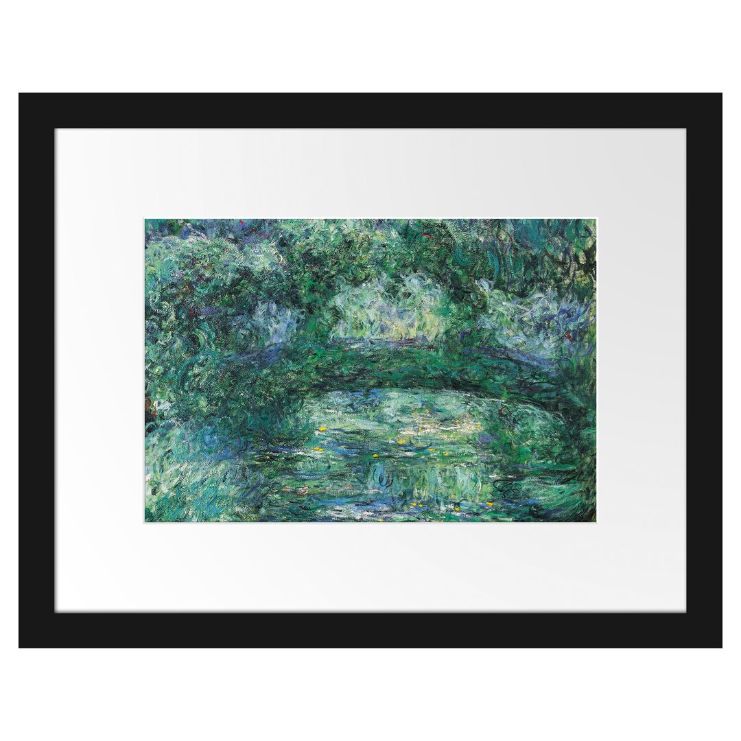 Gerahmtes Leinwandbild Japanische Brücke über einen Teich mit Seerosen III von Claude Monet