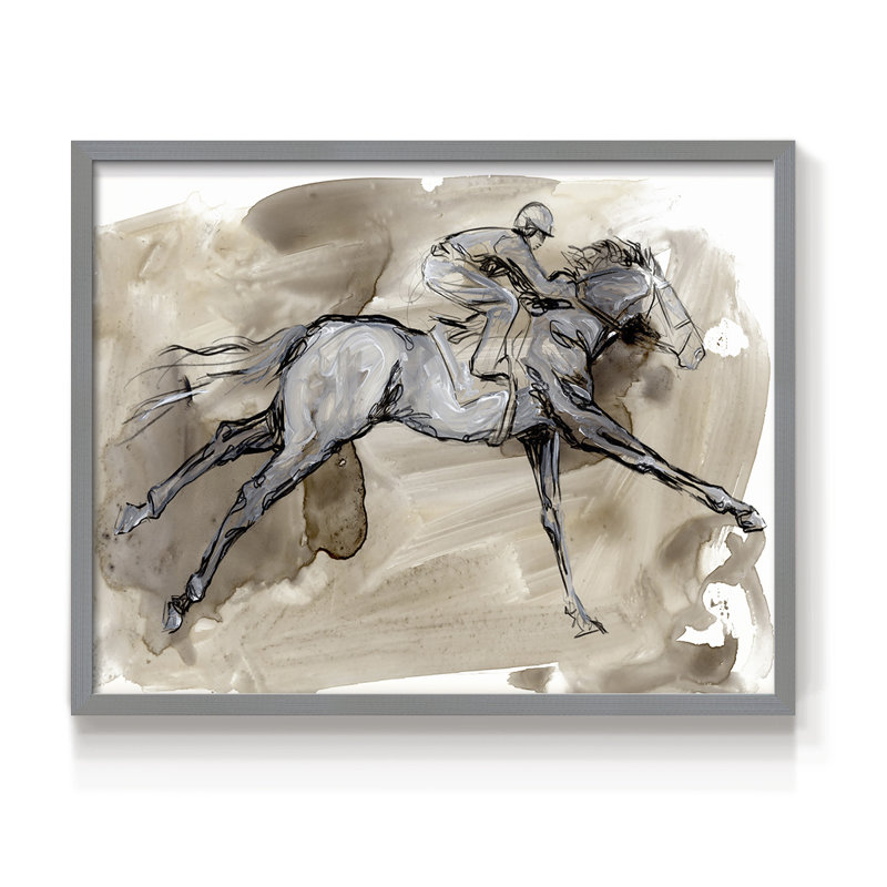 «Off to the Races I», reproduction encadrée, H 22 po x l 28 po, Gris