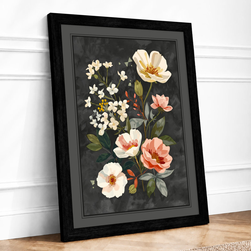 Blooms Study Botanical - Framed Print, Black, A4 - 29.7 x 21.0 cm