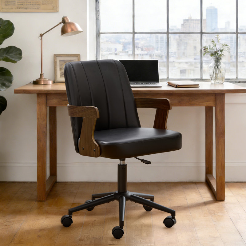 360° Rotating Medieval-Style Modern Office Chair, Black