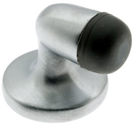 Gooseneck Solid Brass Floor Mount Stop, Satin Chrome