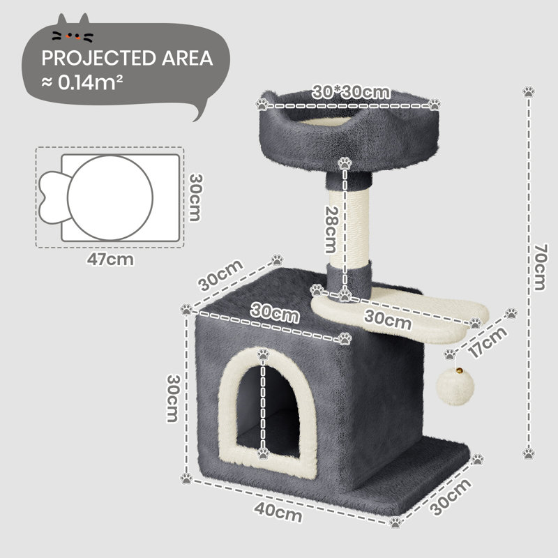 Amadahy 70cm H Cat Tree, Dark Grey