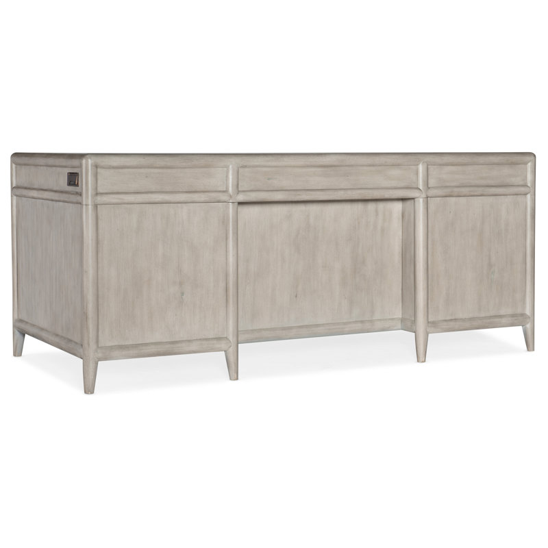 Transitional Gray Mink Executive Desk with 7 Drawers and Filing System