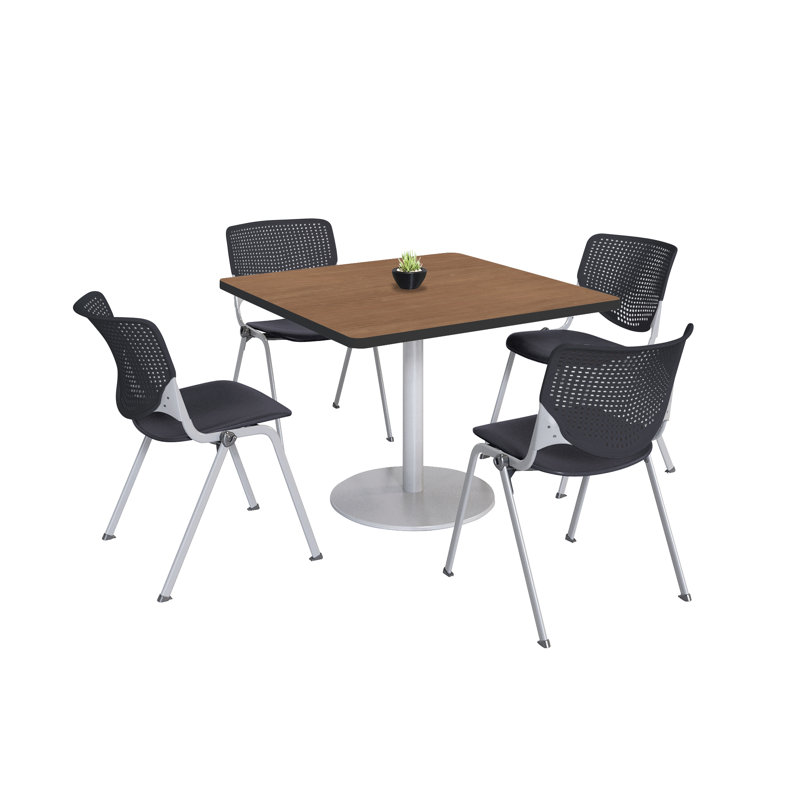 Ensemble de table de salle à manger et de chaise Kool Mode, H 29 po x L 36 po x l 36 po, Noir, noir, noir, noir, Cerisier