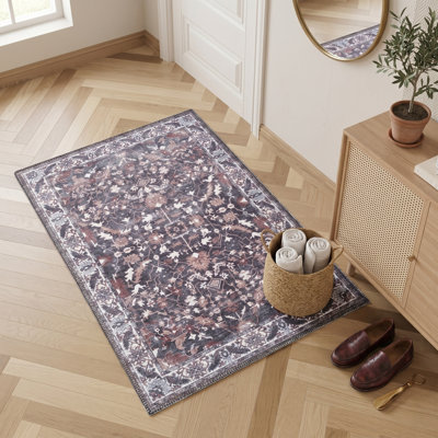 Zehorit Machine Washable Vintage Area Rug For Living Room, Hallway Runner, Entryway Rug