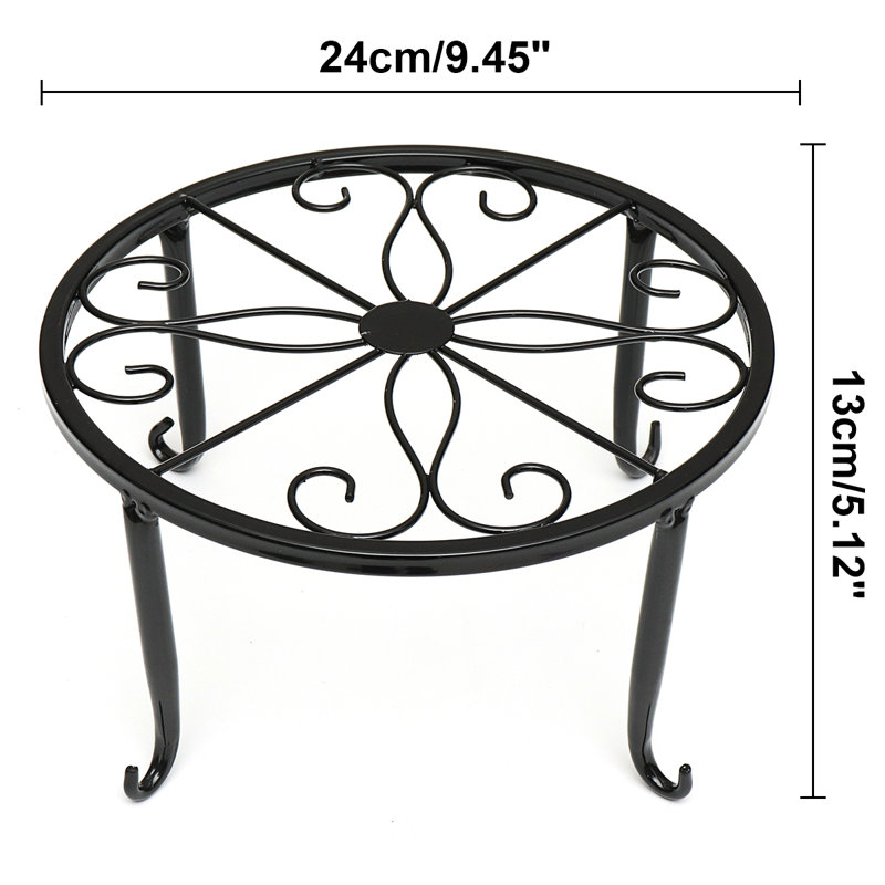 Support à plante rond Etzel, Noir