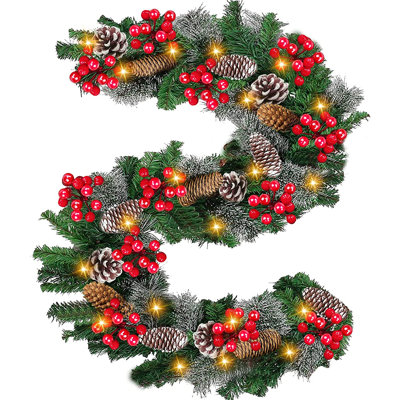 108'' in. Lighted Faux Pine Garland