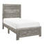 Lit simple en bois gris pour chambre à coucher, style rustique, avec tête de lit, longerons et sommier requis. Lit moderne, mobilier de chambre à coucher.