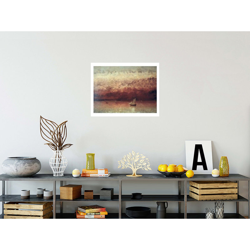 Lac Léman avec couchant SunGustave Courbet, impression giclée, H 22 po x l 28 po