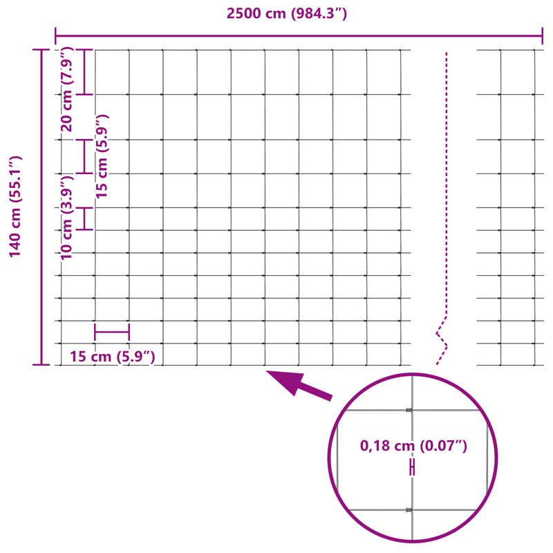Vidaxl Field Fence Galvanised Steel, 140cm H x 2500cm W