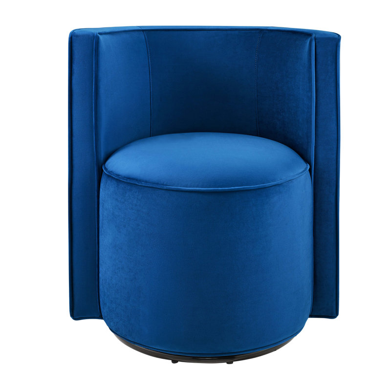 Della Performance Velvet Fabric Swivel Chair, Navy Velvet