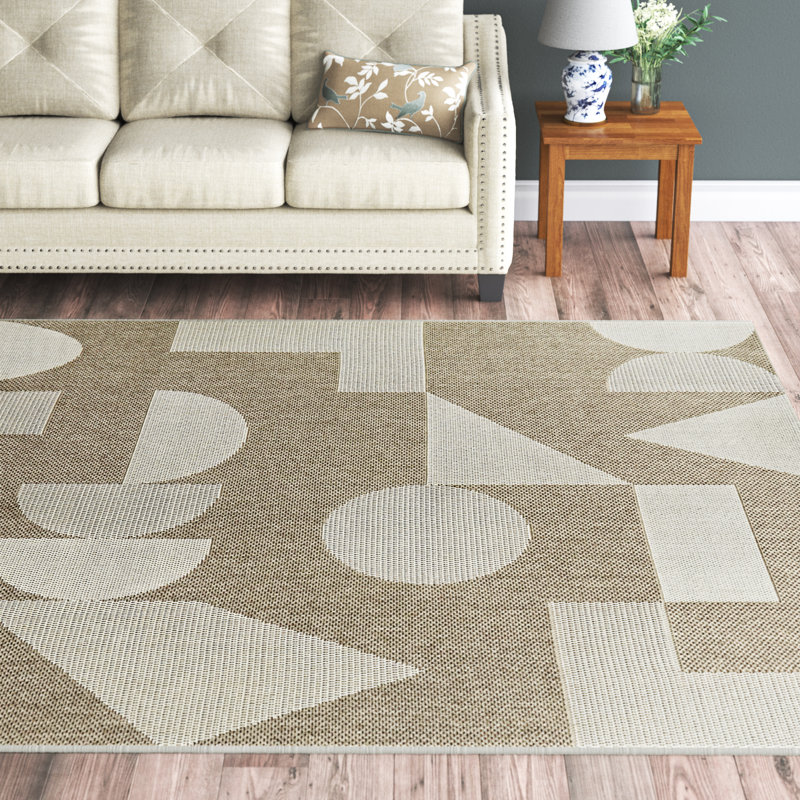 Tapis intérieur / extérieur beige / crème Vela, Rectangle 5 pi 3 po x 7 pi