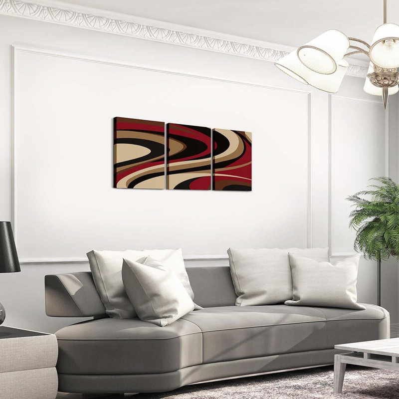 3 Piece Wrapped Canvas Print, Red