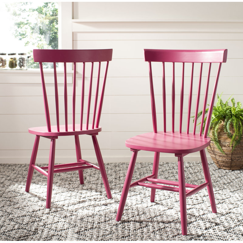 Chaise d'appoint à dossier Windsor en bois massif Matanna, Framboise