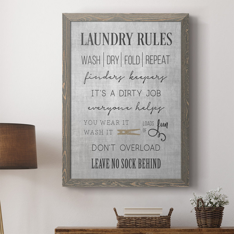 Keeley Neutral Laundry Rules, reproduction d'art sur toile, H 37,5 po x l 27,5 po x P 1 po, gris