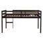 Lit mezzanine double en bois d'hévéa avec échelle, lit mezzanine durable pour enfants avec finition espresso, conception peu encombrante
