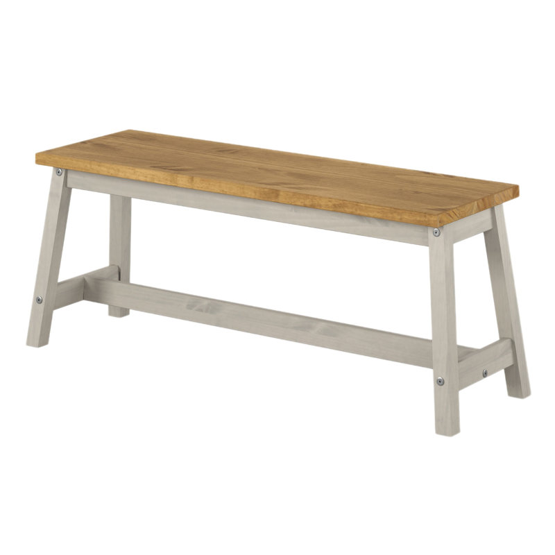 Staton Solid Wood Bench, Grey, 45.50 x 122.50 x 31.50cm
